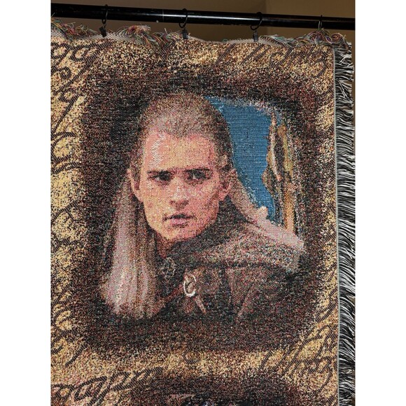 Lord Of The Rings Tapestry Throw Blanket Gandalf Legolas Aragorn Frodo 59" x 48" - Picture 3 of 5